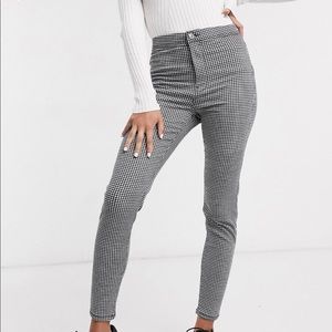 Bershka high waisted gingham monochrome pants